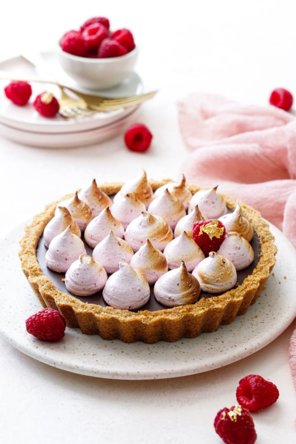Chocolate Raspberry S’mores Tart